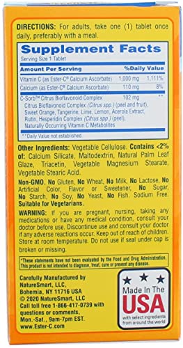 Tabletas Ester C 1000mg paquete de 60 para sistema inmune