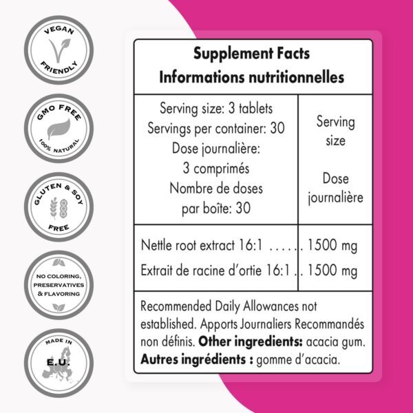 Tabletas de extracto de raíz de ortiga para próstata Supersmart
