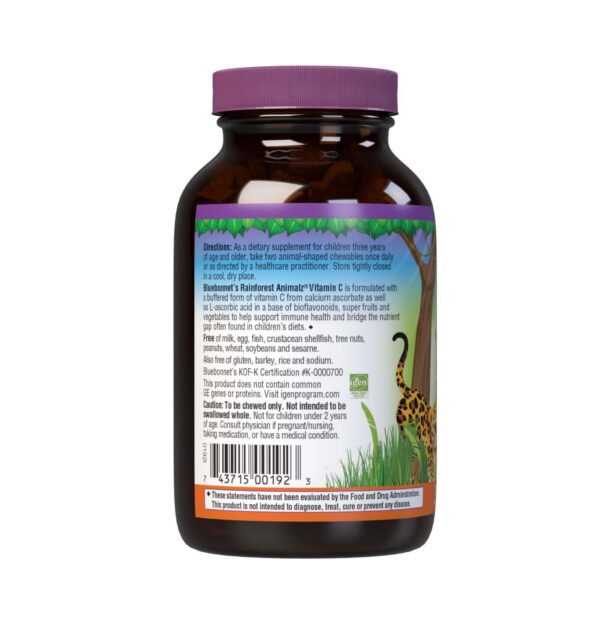 Tabletas con forma de animalitos vitamina c 250 mg Bluebonnet