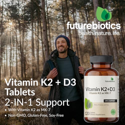 Tabletas Futurebiotics Vitamina K2 D3 vista cercana