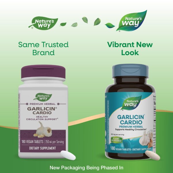 Tabletas Nature's Way Garlicin Cardio para circulación y salud