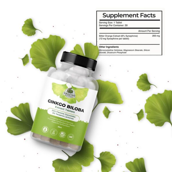 Tabletas ginkgo biloba certificadas Amazing Botanicals para memoria