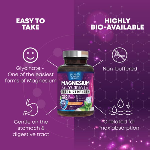 Tabletas de glicinato de magnesio para salud muscular y ósea