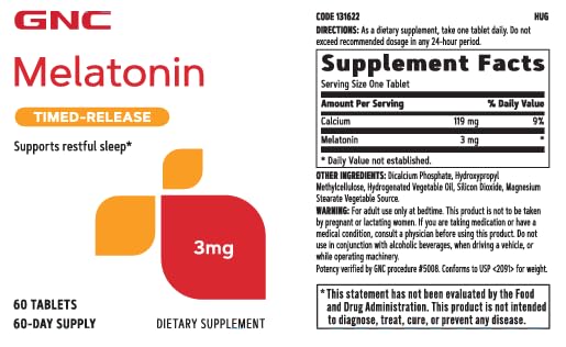 Tabletas GNC melatonina 3mg para dormir mejor