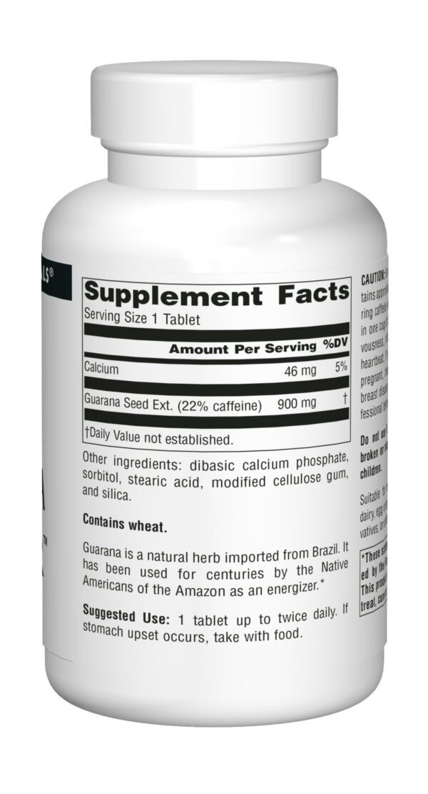 Tabletas de guaraná para energía y concentración
