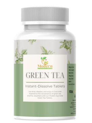 Tabletas instantáneas de té verde frontal Modern Ayurvedic Center