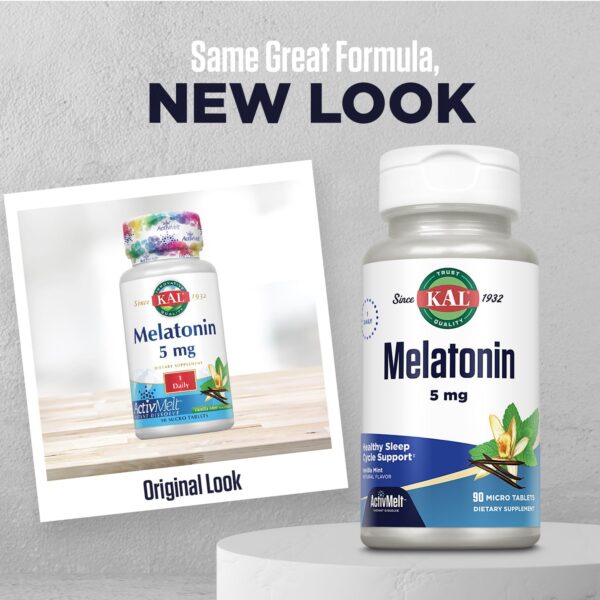 Tabletas KAL melatonina 5mg para dormir sabor vainilla menta