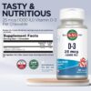 Tabletas masticables KAL Vitamina D3 1000 UI para huesos fuertes