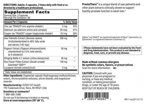 Tabletas de Klaire Labs Prostathera para soporte de próstata