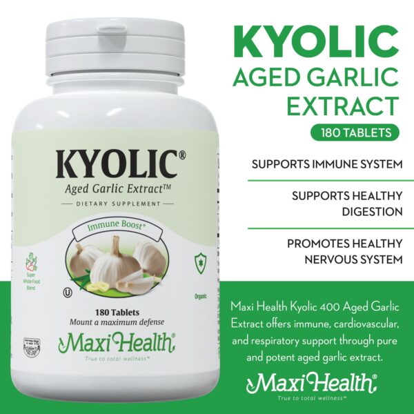 Tabletas Kyolic ajo orgánico certificado kosher Maxi Health