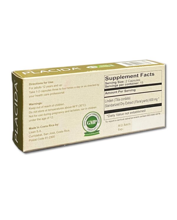 Tabletas Lisanatura Placida para relajación natural sin azúcar gluten