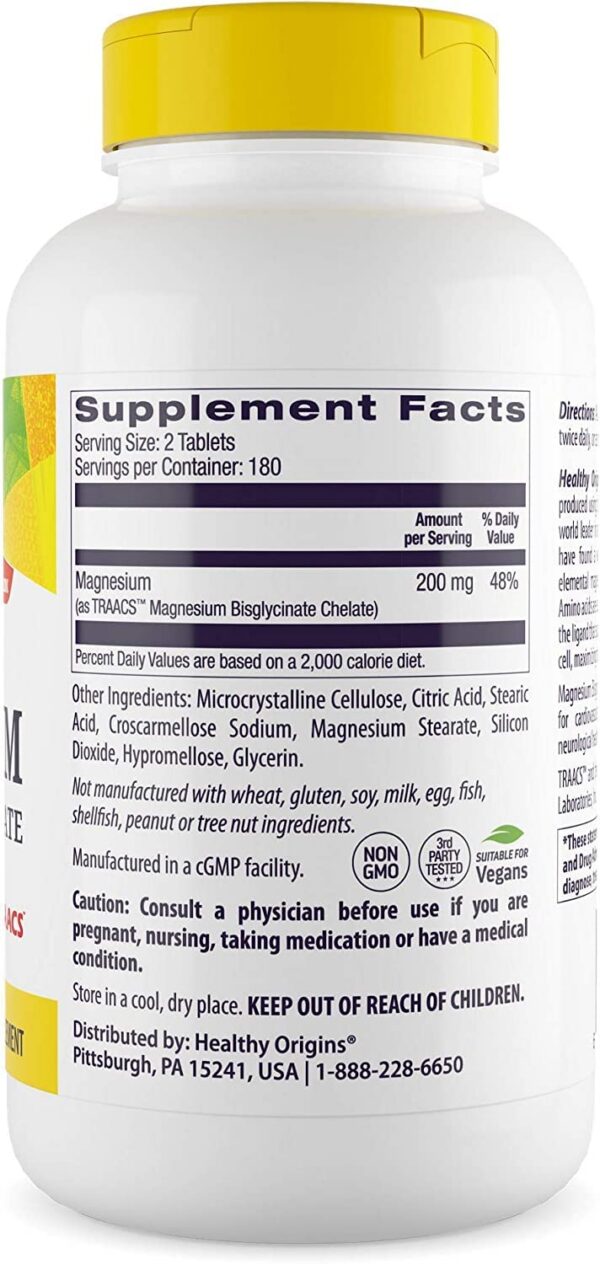 Tabletas magnesio quelado para salud Healthy Origins