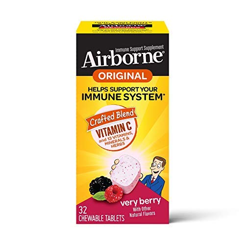 caja tabletas masticables airborne vitamina c apoyo inmunológico