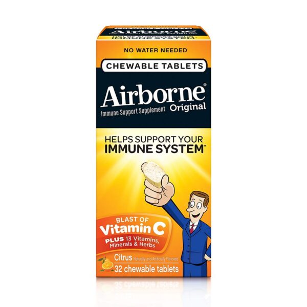 Tabletas masticables Airborne vitamina c sabor cítrico