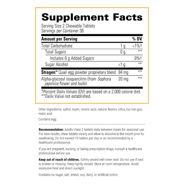 Version 1.0.0 Detalle de tabletas masticables ALLQLEAR sabor frutos rojos