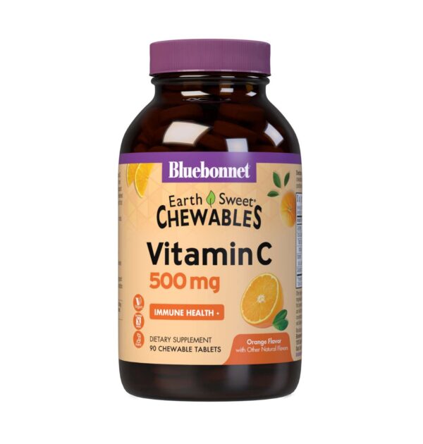 Tabletas masticables Bluebonnet Vitamina C 500mg sabor naranja