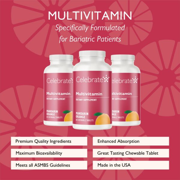 Tabletas masticables Celebrate Vitamins multivitamínico bariátrico naranja
