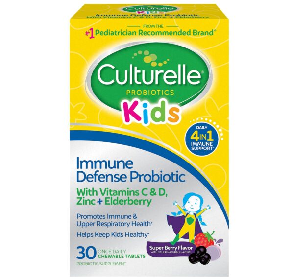 Etiqueta probiótico Culturelle niños vitamina c y zinc