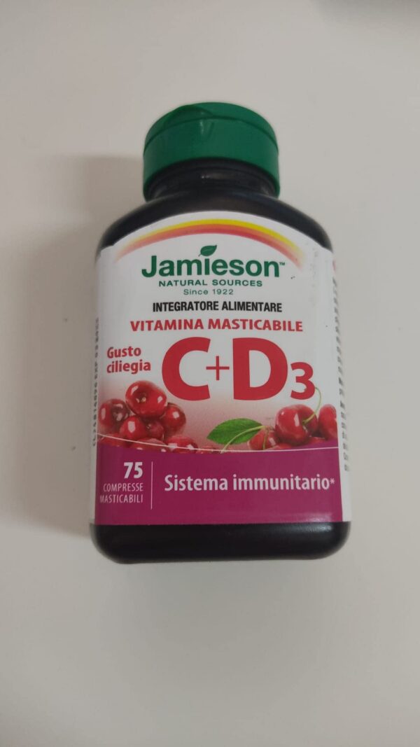 Tabletas masticables Jamieson vitamina C y D sabor cereza