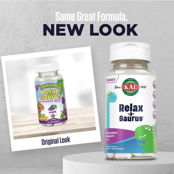 Tabletas masticables KAL Relax-a-Saurus para niños sin lactosa