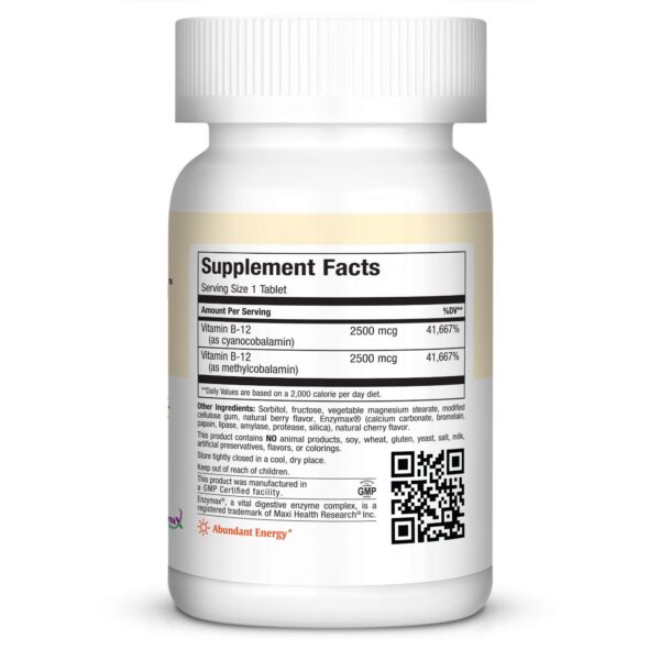 Tabletas masticables Maxi Health Vitamina B-12 60 unidades