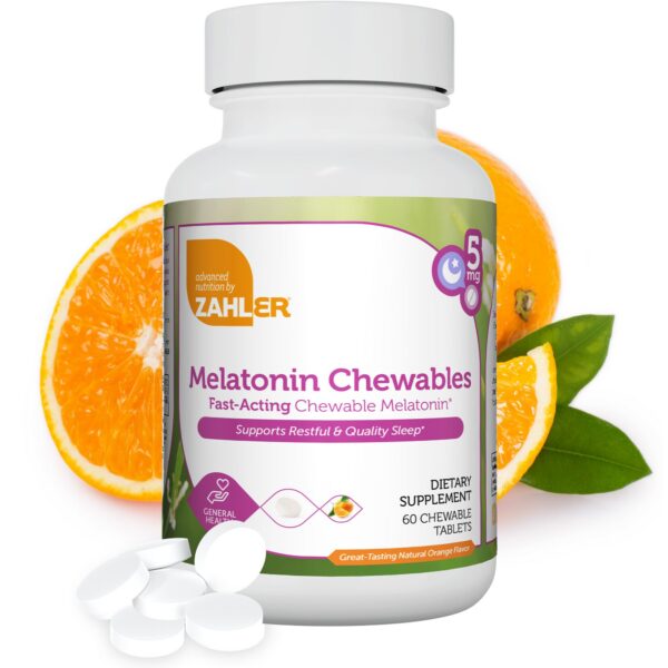 Tabletas masticables melatonina Zahler 5mg sabor naranja 60