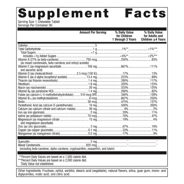 Tabletas masticables Metagenics Multigenics sabor naranja
