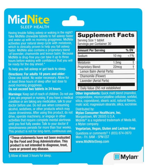 Tabletas masticables MidNite melatonina sabor cereza