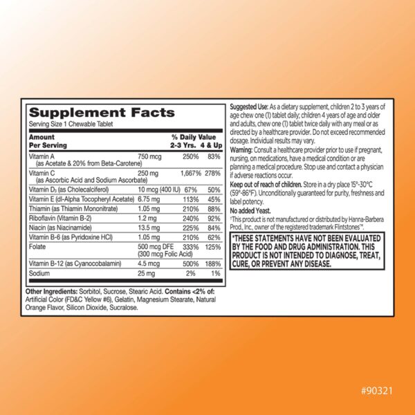 Tabletas masticables multivitaminas infantiles Quality Choice forma animal naranja