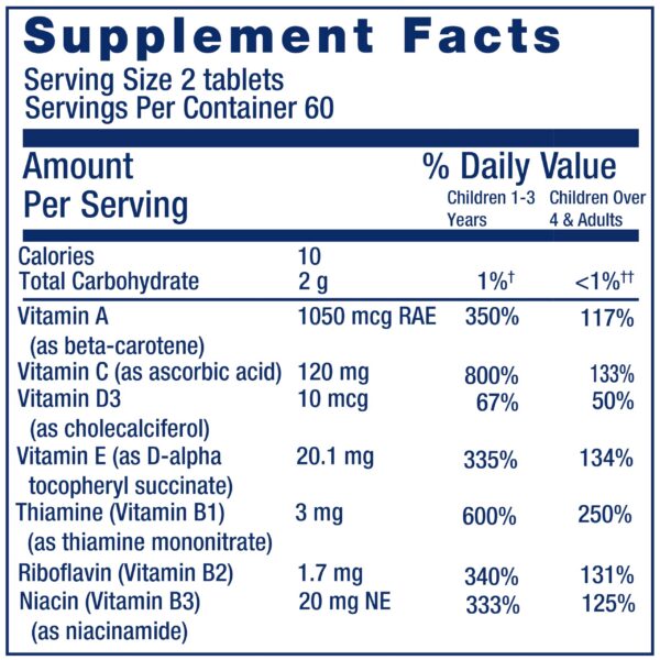 Tabletas masticables multivitamínicas Life Extension para niños