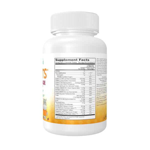 Tabletas masticables NOW Kid Vits apoyo inmunológico para niños