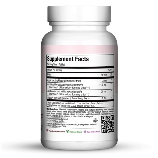 Tabletas masticables de probióticos Maxi Health para digestión