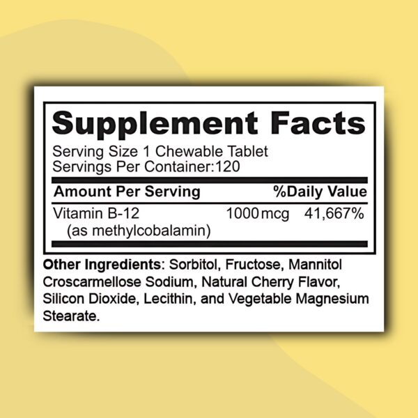 Tabletas masticables sabor cereza vitamina b12 Zaytun Halal