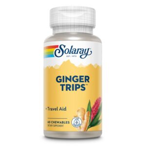 Tabletas masticables SOLARAY Ginger Trips para apoyo digestivo