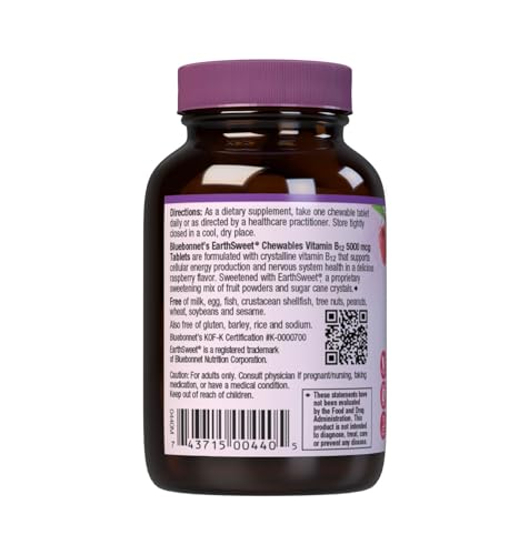 Tabletas masticables vitamina B12 sabor frambuesa BlueBonnet