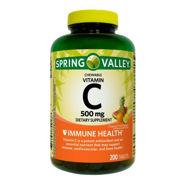 Tabletas masticables vitamina C 500 mg sabor fruta tropical Spring Valley