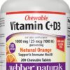 Tabletas masticables vitamina c+d3 Webber Naturals sabor naranja