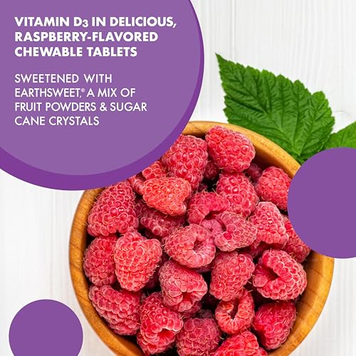 Tabletas masticables vitamina d3 sabor frambuesa Bluebonnet