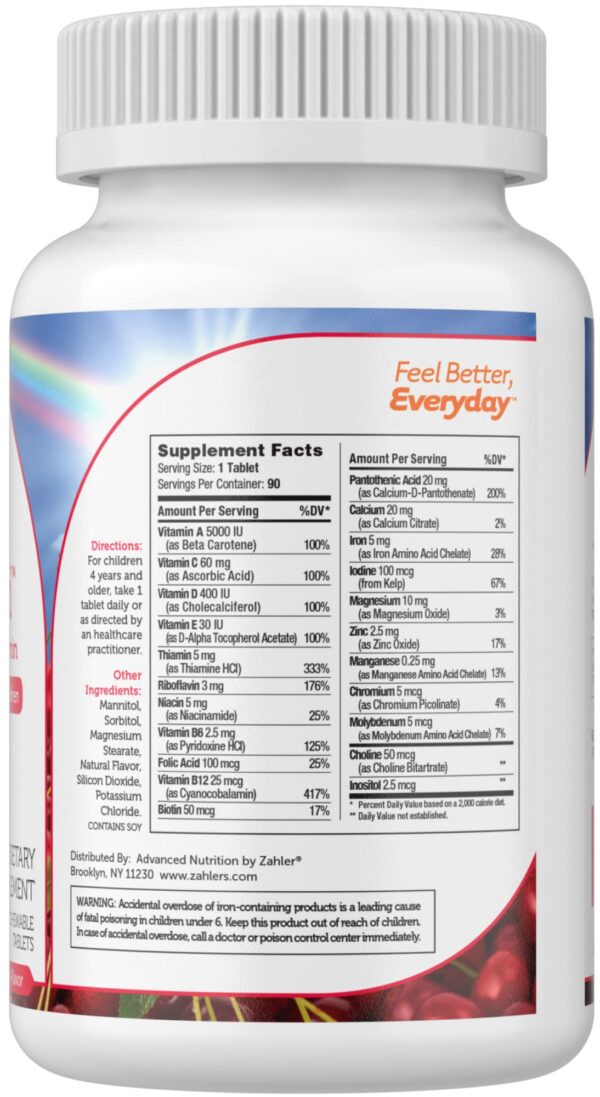 Tabletas masticables Zahler para crecimiento saludable niños