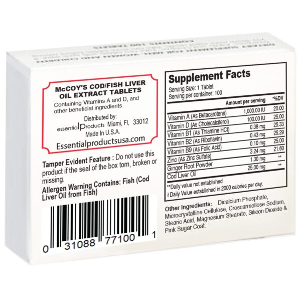 Tabletas McCoy multivitamínicas con aceite de hígado de pescado