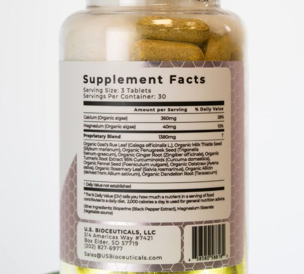 Tabletas para mejora de lactancia con calcio y fenogreco