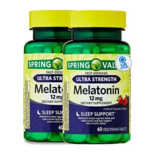 Tabletas Melatonina Ultra 12 mg sabor fresa apoyo sueño rápido
