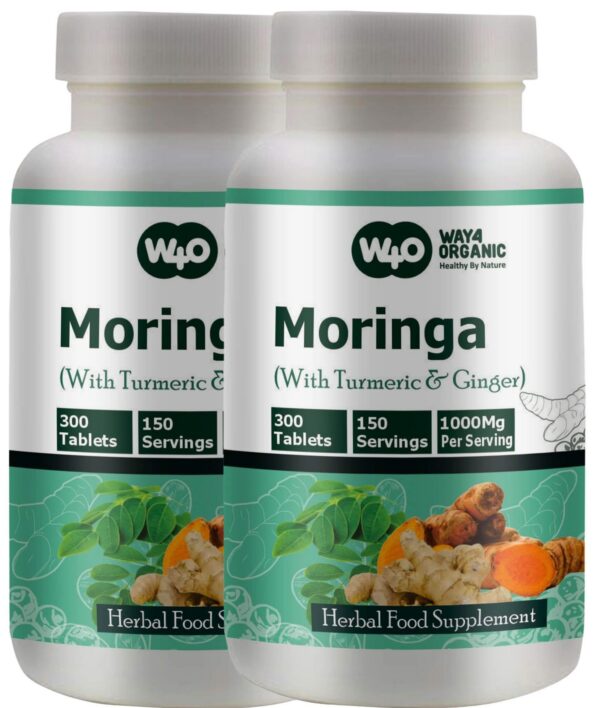 Version 1.0.0 Tabletas moringa con cúrcuma y jengibre suplemento natural 300 pastillas