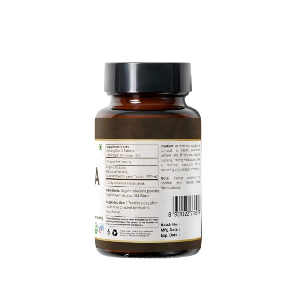 Tabletas Mucuna Pruriens orgánicas apoyo relajación vegano