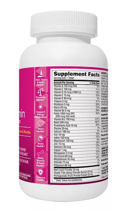Tabletas multivitamínicas para mujeres 275 conteo