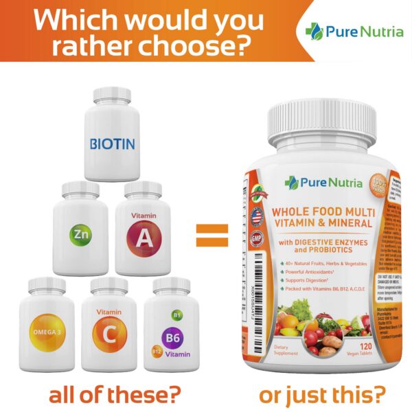 Tabletas multivitaminas Whole Food natural para hombres mujeres