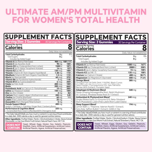 Tabletas multivitamínicas AM para energía en mujeres