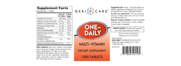 Version 1.0.0 Tabletas multivitamínicas GeriCare muestra cerca