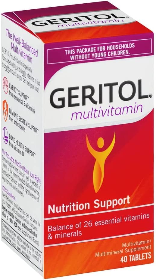 Tabletas Geritol vitaminas y minerales esenciales