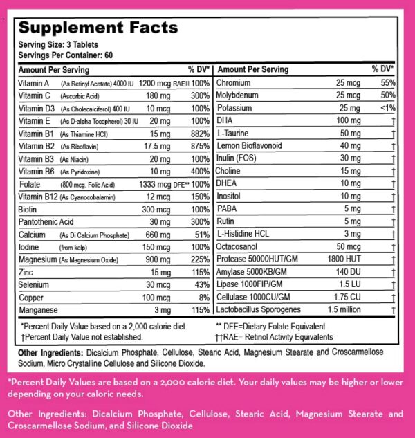 Tabletas multivitamínicas prenatal LifeSource con DHA Omega-3